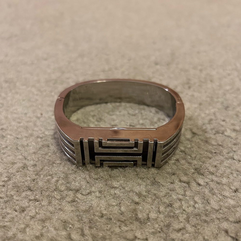 Tory Burch For Fitbit 6” Silver Metal Hinged Bracelet